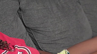 Ebony Couple Oil Massage & Sofa Fuck