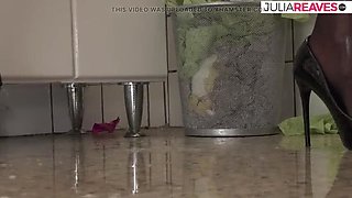 MILF Pissing in Bathroom and Rubbing Clit Solo - Big Natural Tits