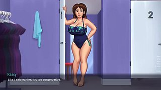 Busty MILF in Tight White Bikini - Summertime Saga Hentai Sex