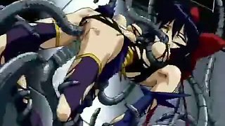 Big titted brunette hentai slave getting tied up and boned