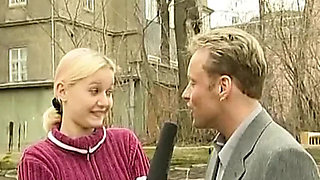 Blonde teen gets nude at retro casting audition