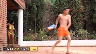 Juicy Bikini Babes (Sheila Ortega, Amy Amor) Soak Lucky (Jordi) With Their Pussy Juices - Brazzers