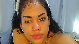 Cute Young Woman in White Lingerie Plays with Her Pussy and Flirts with Her Lovense for the First Time