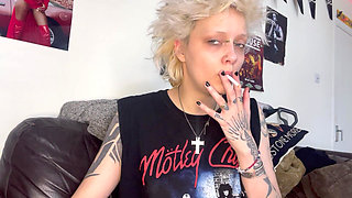 Silent Smoking Handjob JOI Blowjob Spit Long Tongue