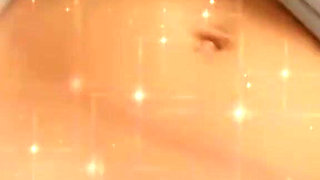 Gently masturbates her red pussy with her finger and gets an orgasm. Caressing excited tits