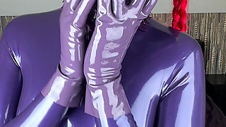 Purple Latex Gloves and Socks Tease by Miss Fetilicious