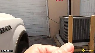 Italian MILF Artemisia Love Fucks Car Rental Guy in Garage - Big Cock POV Blowjob & Doggystyle