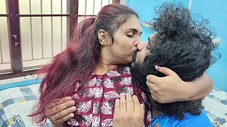 Hot couple romantic kiss