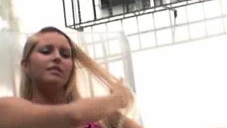 When two horny moms spot the burglar jacking his cock off