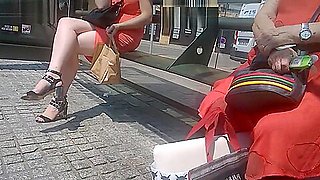 Sexy legs ... waiting for the bus